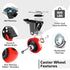 Nefish 2 Inch Casters Set of 4, Heavy Duty Top Plate Caster Wheels with Brake, 360 Degree Swivel