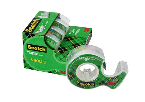 Scotch Magic Tape, 3 Rolls (3/4 in x 300 in), Invisible Matte Finish, Photo-Safe