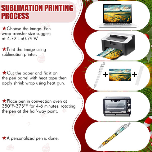 Yexiya Sublimation Blank Heat Transfer Ballpoint Pens, 10 Pcs with Shrink Wrap, White Aluminum Clip for School