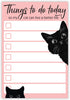 Funny Black Cat Lover Small Sticky Notes, Pink | Things to Do Today | Humor Notebook Notepad for Women Gift | 50 Pages