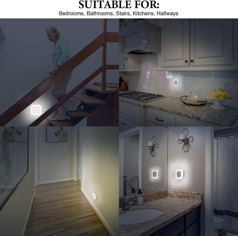 12 Pack Hortsun LED Night Lights Plug into Wall with Smart Dark Sensor Automatic Hallway Plug in Lights for Bedroom