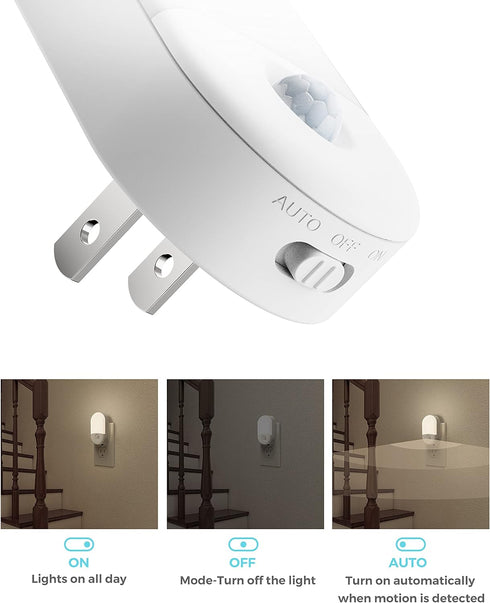 5000K 4 Pack L LOHAS LED Motion Sensor Night Light Plug in, Motion Activated Night Light, Daylight White, Night Lights