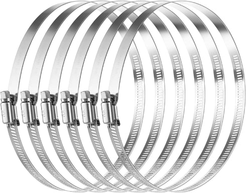 MIAHART 6 Inch Adjustable Hose Clamp, 304 Stainless Steel Duct Clamps Worm Gear (Pack of 6, 141mm-165mm)