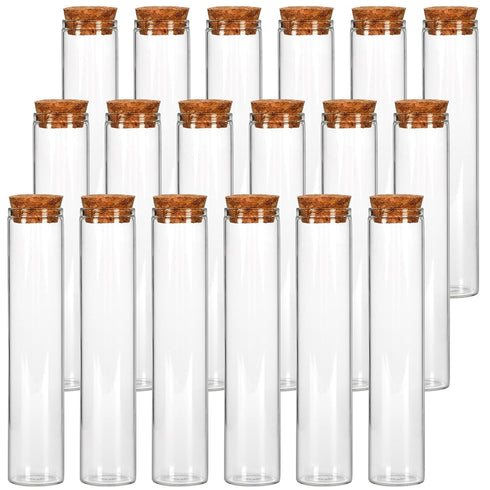 SUPERLELE 18pcs Glass Test Tube, 25×120mm Clear Flat Test Tubes with Cork Stoppers for Plants, Experiments