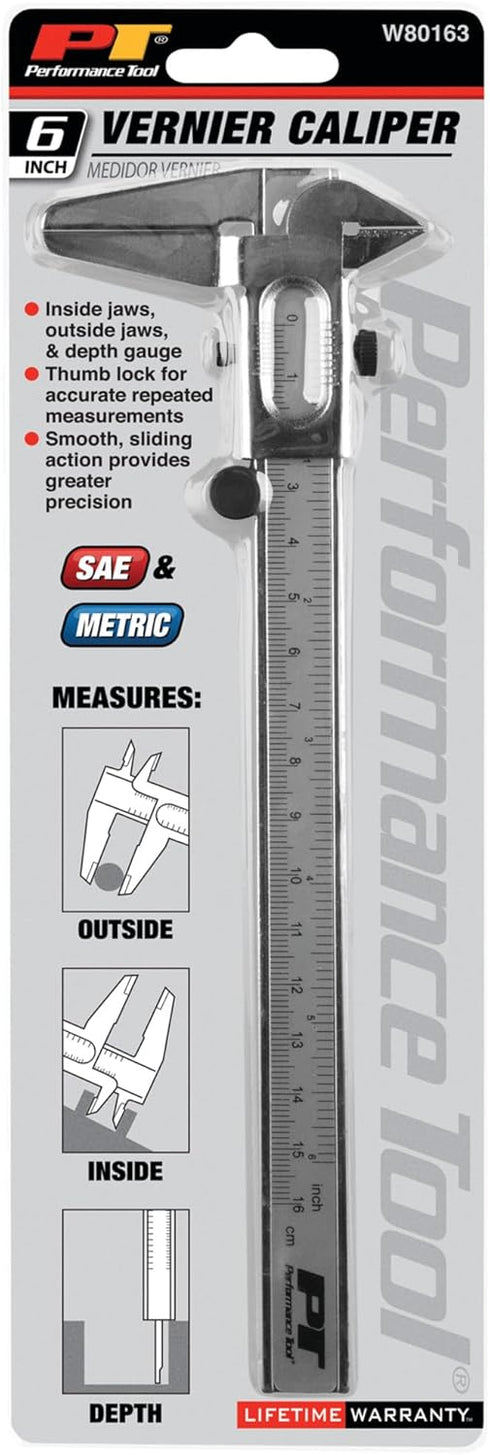 Performance Tool W80163 6-Inch Non-Digital Vernier Calipers Set