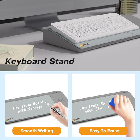 SELEAD Desktop Glass Whiteboard with Wireless Charger Station, Dry Erase Board for Home, School, Office Desk