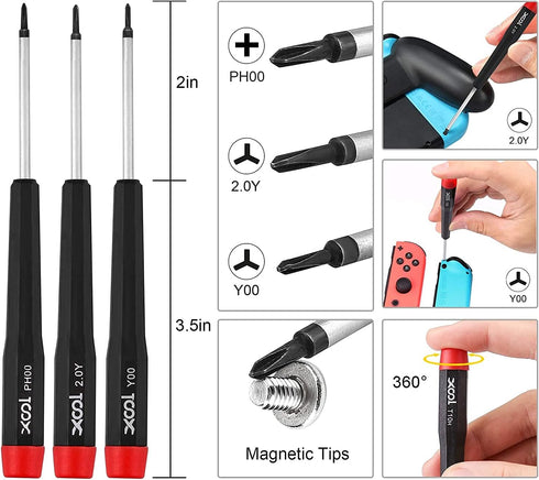 XOOL 17 in 1 Tri Tip Screwdriver, Professional Game Bit Repair Tools Kit for Switch, PS3, PS4, Xbox