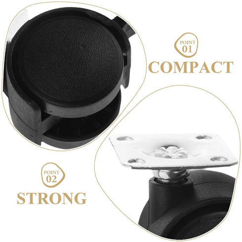 4pcs 1-inch Swivel Caster Wheels with Brake Plastic Replacement Wheels for Office Chair Furniture Cart Rolling
