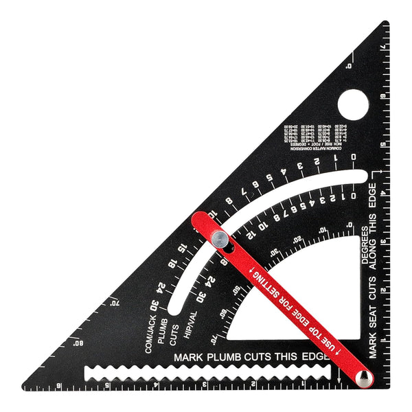 7 inch Carpenter Square, Aluminum Multifunction Rafter square Woodworking Tools with 2 Pencils, Adjustable Angle Triangle Ruler Combination Square