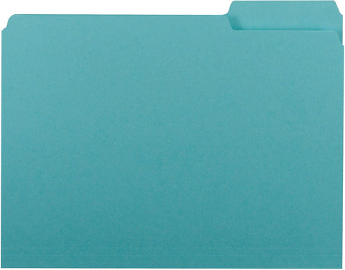 Smead Interior File Folder - 1/3-Cut Tab, Letter Size, Aqua, 100 per Box