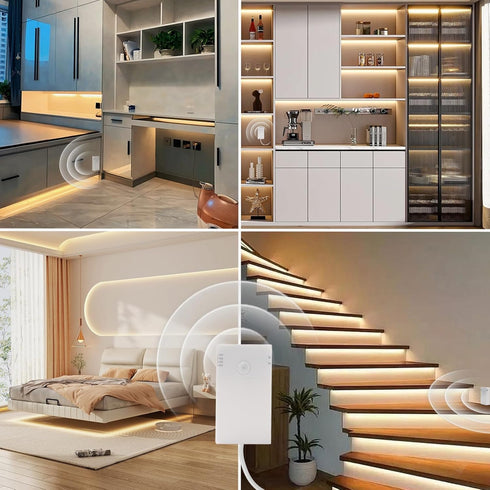 9.8Ft 90 echosari Battery Operated Motion Sensor Cabinet Strip Lights, LED Under Cabinet Lights, Motion & Night Sensor