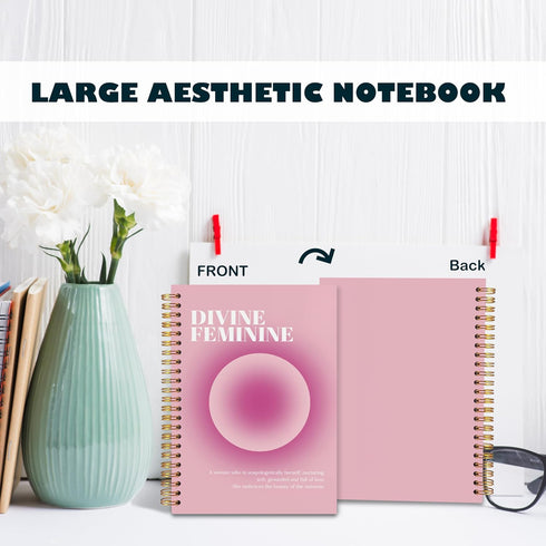 BearCake Pastel Pink Gradient Aura Journal, Aesthetic Spiritual Notebooks, Hardcover Spiral Notebook 5.5x8.3