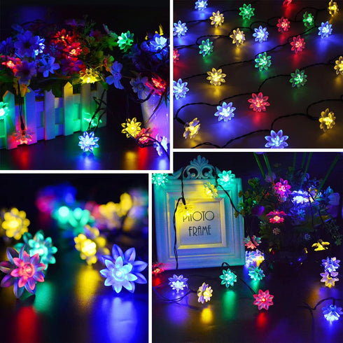 50 ITICdecor Solar Flower String Lights Outdoor Waterproof LED Solar String Lights for Outside Decorative for Garden