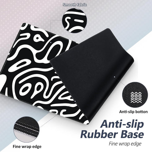 Large Gaming Mouse Pad Set: 4 in 1 Extended Desk Mat with Wrist Rest Pad, Non-Slip Protector for Home Office-Topographic