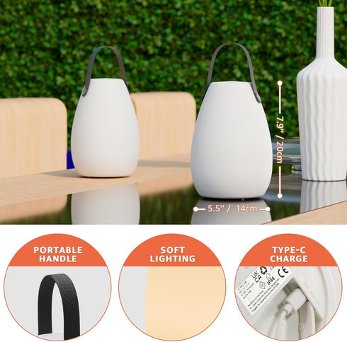 IP44 uuffoo Rechargeable Portable Table Lamp, Cordless RGB Lantern with Remote, Decorative LED Night Light, Waterproof