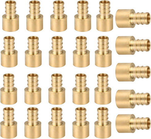 (Pack of 25) 1/2 x 1/2 Inch PEX Female Sweat Adapter, Brass Copper PEX Fitting Adapters, Stress Corrosion Cracking