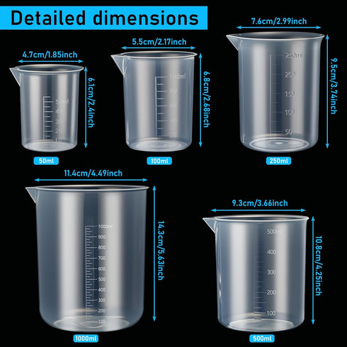 Tellegloww 16 Pack 4 5 5 Pack 1 1 Set Graduated Cylinder Plastic Beaker, Includes Pcs Graduated Cylinder, Pcs Plastic