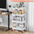 Aofure 4 Tier Rolling Cart Metal with Wheels, White Four Tiered Rolling Storage Cart on Wheels, Utility Roller Carts