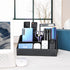 KINGFOM Pu Leather Desk Organizer with 5 Compartments for Office Supplies, Black