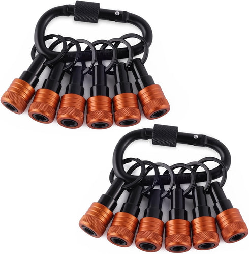 Bit Holder Key Chain 12 Pcs Set, 1/4 inch Socket Hex Shank