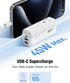 SUPERDANNY Detachable Travel Power Strip, 45W USB Fast Charge, 2 USB-C & 2 USB-A, 3 Outlets, 5ft Extension Cord, White