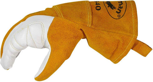 Caiman Premium Goat Grain TIG/Multi-Task Welding Gloves, Split Cowhide Back, 4-Inch Extended Cuff, White/Gold, X-Large