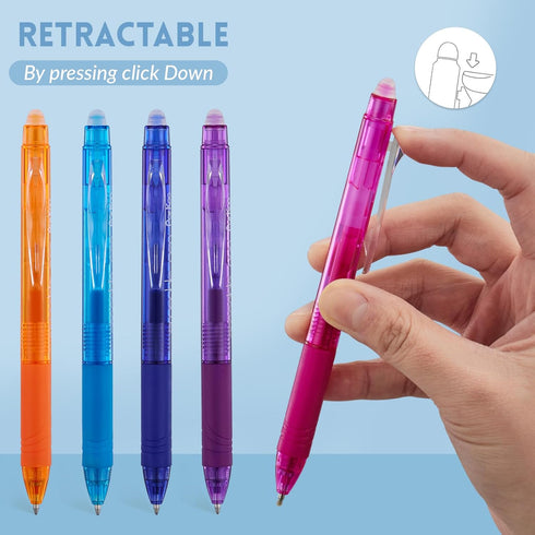 ParKoo 18 Colors Retractable Erasable Gel Pens, Fine Point 0.7mm, Comfort Grip for Journaling, Drawing, Writing