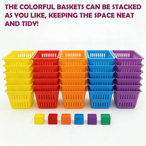 Odowalker 36 Pack 6.1" 4.5" 2.36" Mini Storage Baskets Bins, Colorful Crayon Pencil Container Storage Trays, Small