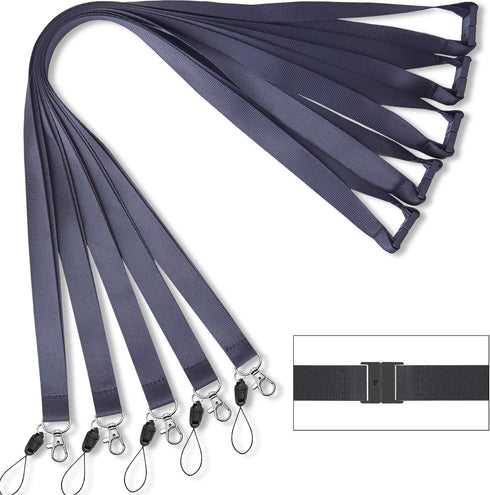 Black Safety Breakaway Lanyards for ID Badges, Holder Keys, Women Men, Cruise Neck Office Card Holder - 5 Pack