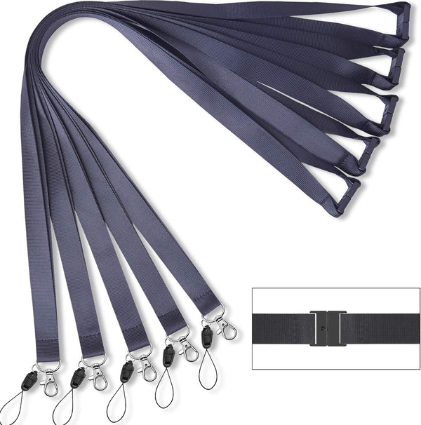Black Safety Breakaway Lanyards for ID Badges, Holder Keys, Women Men, Cruise Neck Office Card Holder - 5 Pack