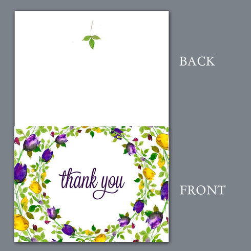 Pack 100 Darling Souvenir of Pcs Floral Wedding Thank You Greeting Cards with White Envelopes