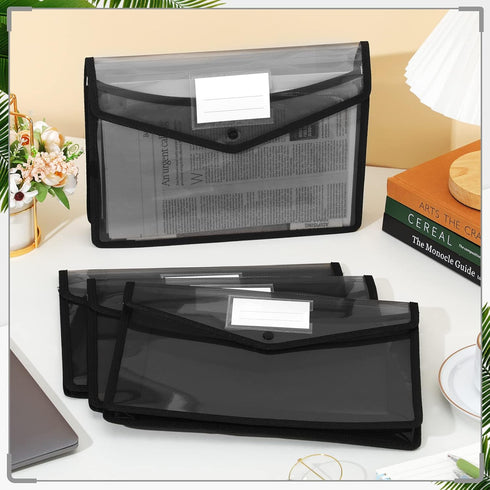 Teling 15 Pieces Plastic File Folders - A4 Colorful Document Organizer with Button Closure and Waterproof Pouch