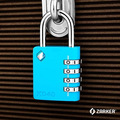 XD40 4 Digit Combination Lock, Padlock for School Gym Locker, Fence, Toolbox, Case Storage (1-Pack, Blue)