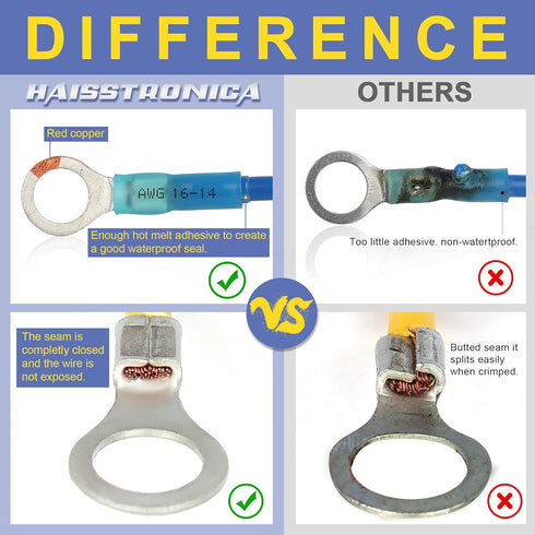 haisstronica 280PCS Marine Grade Heat Shrink Wire Connectors, Electrical Connectors Kit of Tinned Copper