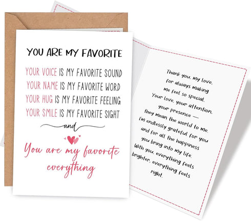 Naixiwen Romantic Valentine's Day Card for Him Her, Poem Anniversary Card for Couple,
