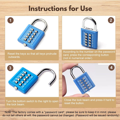 MroMax 2Pcs 10-Digit Combination Padlock Push Button Lock for Locker, Gym, Case, Drawer, Toolbox Electric White