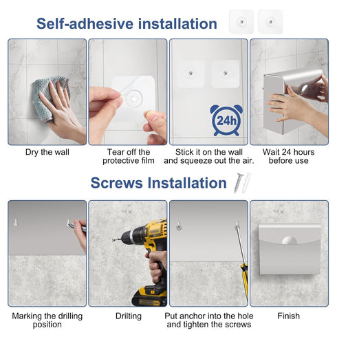 9.4x7.8x3.5 inches Sanitary Napkin Receptacle with Hygiene Disposal Bags and Trash Bag, Stainless Steel Wall Mounted