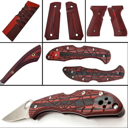 Cool Hand 2 pcs G10 Knife Handle Scales, Custom DIY Tool Material for Knives Making Blanks, Red/Black, KHM-G10-6