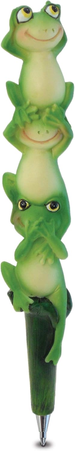 Planet Pens Three Wise Frogs Novelty Pen - Cute Fun & Unique Ballpoint Pen for Kids & Adults