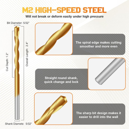 50PCS 5/32 Inch Set Drywall Router Bits Cutting & Cutout Tool with Spiral Guide | Includes Brocas para Drywall, Drywall