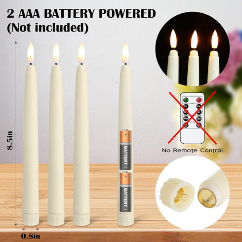 24 8.5 Baquler Pcs Flameless Taper Candles LED Taper Candles Flickering Bulk Ivory LED Candlestick for Easter Wedding