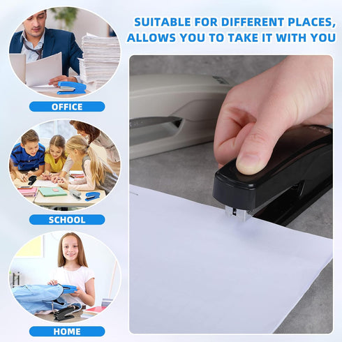 Desktop Stapler, Portable Durable Heavy Duty Staplers for School College Office Supplies, 25 Sheet Capacity (Black,