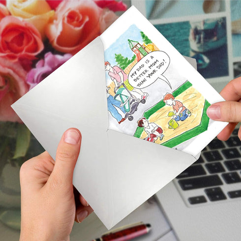 NobleWorks Funny Father's Day Card, Humor Card for Dad, Stepdad, Notecard with Envelope, Better Dad C3622FDG