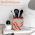 Meaudiwes Leather Pen Holder Stand Square Pencil Cup Desktop Stationery Organizer Food Bacon