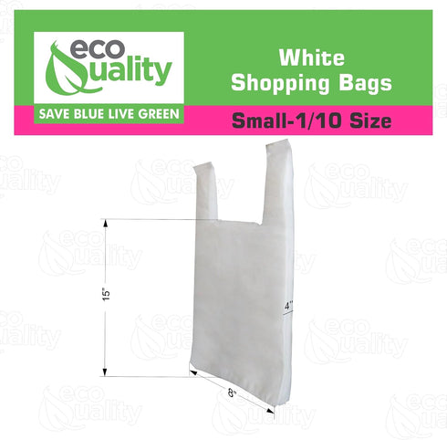 1000ct, 1/10 (8x4x16) (13 EcoQuality Plastic White T-Shirt Bags Shopping Bags, Grocery Bags, Poly Bags, Multi-Use