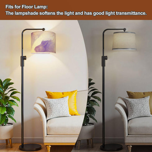 DERUINVAIO Set 2 Lamp Shades Large Lamp Shade Purple lavender liquid watercolor golden lines Pastel violet marble Linen