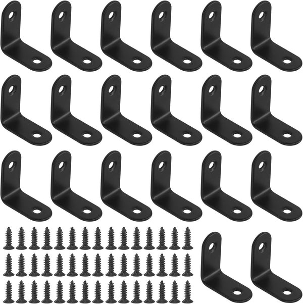 Glarks 20 Set 30mm Black L Bracket Right Angle Corner Brace Joint Fastener