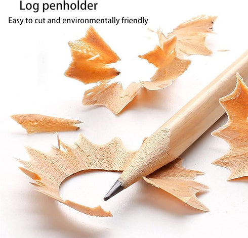 Buspoll 10 Stick HB Pencils, Unpainted Natural Wood Grain, Triangular for Kids Stationery