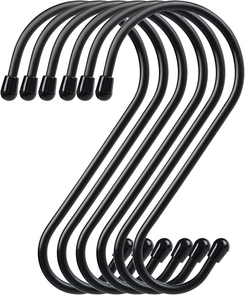 12 Pack Heavy Duty 6 Inch S Hooks with Rubber Stopper for Hanging Plants, Birdhouse, Pan, Cups, Bags, Jewelry