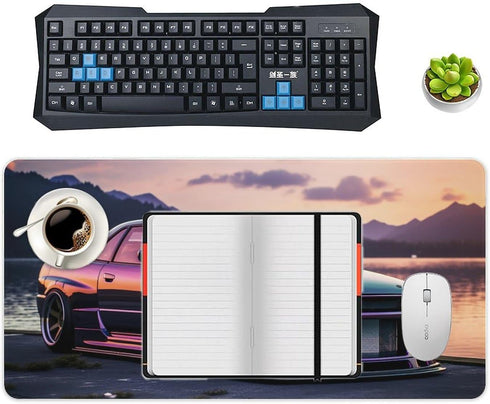 Large JDM Car R34 Mouse Pad, Purple Sea Design, 30x60cm Gaming Desk Mat, Computer Accessories for Office Decor